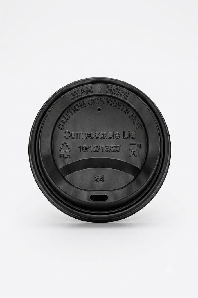 CPLA Hot-Drink Lid 90 mm — Black — MC Life
