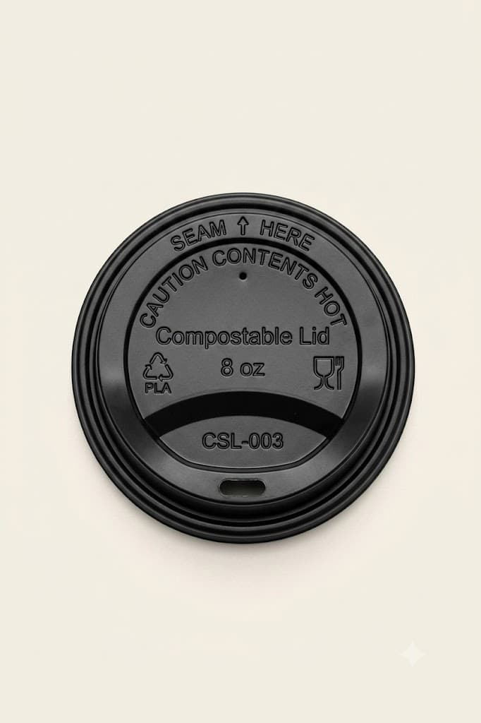 CPLA Hot-Drink Lid 80 mm — Black — MC Life